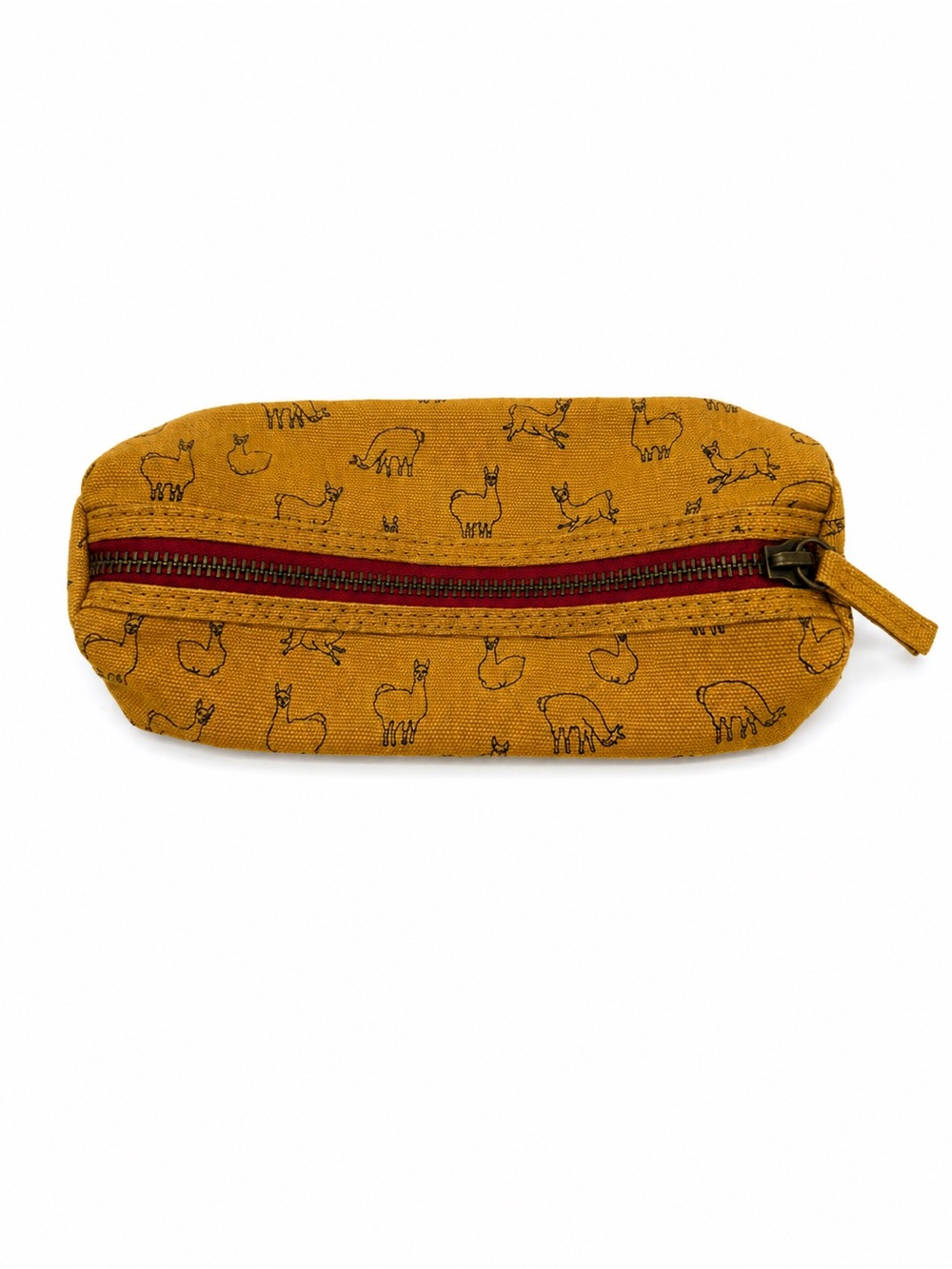 Urban Outfitters Mustard Yellow Llama Zipper Pouch Case Travel Pencil Bag